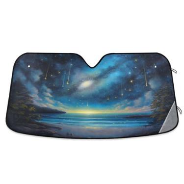 Imagem de Blueangle Bela cena de praia para-brisa de carro protetor solar para carros - proteção UV dobrável, ajuste universal 139.7 cm x 70.1 cm protetor de para-brisa frontal (14)