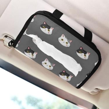 Imagem de SEHANY Porta-lenços de carro de gato fofo, caixa de lenços de papel de carro, suporte de guardanapo retangular dispensador de máscara de carro caixa de lenços de veículo para automóvel universal