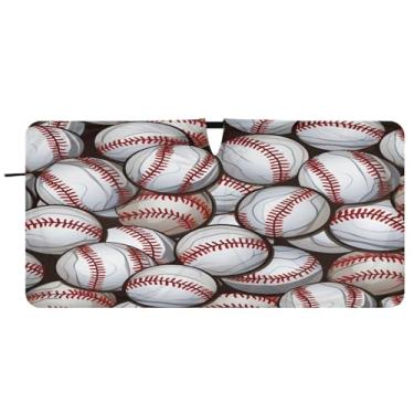 Imagem de Blueangle Para-brisa com padrão de bolas de beisebol - 149.9 cm x 76.2 cm dobrável carro janela frontal bloqueios raios UV viseira de sol (362)