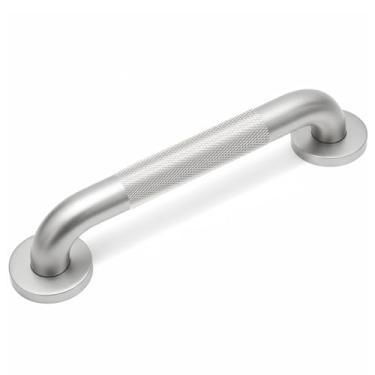 Imagem de ACEDSGN Barras de apoio de chuveiro de 40 cm para idosos, barra de apoio de aço inoxidável de níquel escovado de 3 cm para banheiro, corrimão de segurança serrilhada antiderrapante para parede de vaso