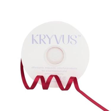 Imagem de KRYVUS Fita de cetim escarlate de cor sólida 1/10.2 cm x contínuo 50 jardas, fitas perfeitas para artesanato, decoração de casamento, fabricação de laços, costura, embalagem de presente e muito mais