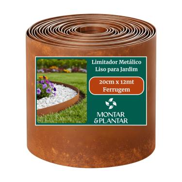 Imagem de Limitador Metálico Liso para Jardim 20cm x 12mt Ferrugem