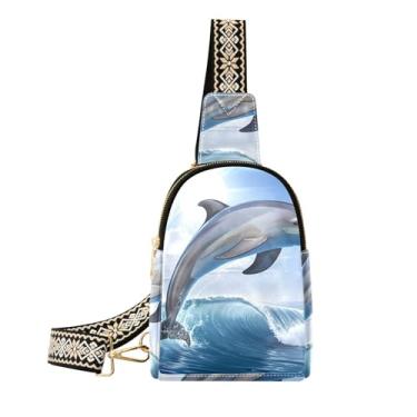 Imagem de CEBUGI Bolsa tiracolo feminina Dolphin pequena de couro, pochete transversal para trilhas, viagens ao ar livre