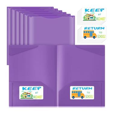 Imagem de Henoyso Conjunto de 24 pastas de comunicação para pais e professores com bolso frontal transparente para levar para casa, resistente, 2 bolsos, pasta de lição de casa para estudantes com adesivos