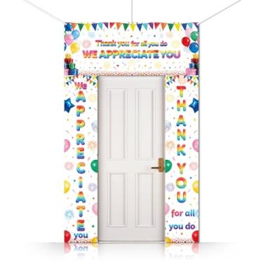 Imagem de CUTHOLLOW 3 peças We Appreciate You Decorações Bandeira de letreiro de varanda, balões e fogos de artifício decorações de festa pendurado faixa de porta de boas-vindas para pano de fundo de foto