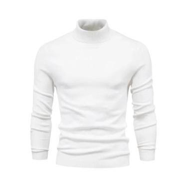 Imagem de Suéter Masculino De Inverno Grosso E Quente Com Gola Alta Casual Em Co