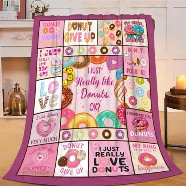 Imagem de Cobertor de donut rosa para crianças, cobertor macio, aconchegante, quente, felpudo, decoração de quarto, presentes para meninas, adultos, sofá, roupa de cama 127 x 101 cm