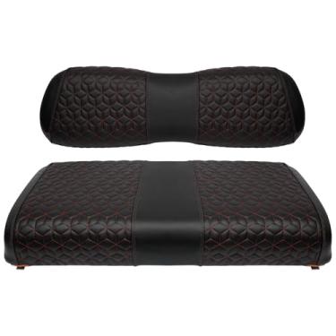 Imagem de SAMXOMAP Capas de assento de carrinho de golfe dianteiras para carro clube DS 2000.5+ almofada de assento padrão, EZGO vinil couro conjunto acessórios de substituição, sem grampos, preto (2 peças)