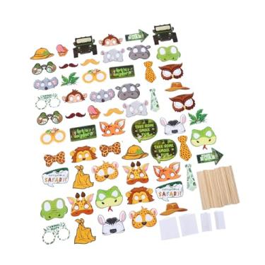 Imagem de HEEPDD Adereços para Cabine Fotográfica de Safari Zoo Decorações de Festa para Aniversário chá de bebê Atividades de Jardim de Infância 60 Unidades Kit de Adereços para Cabine Fotográfica de (2