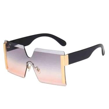 Imagem de Óculos de Sol Femininos Oversized Sem Aro, Modelo Monobloco, para Esportes ao Ar Livre, Corrida e Ciclismo, nas Cores Preto, Cinza e Rosa.