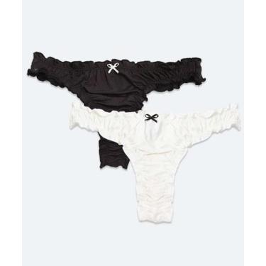 Imagem de Kit 2 Calcinhas Fio Dental Fru Fru Marisa-90043, Branco, M