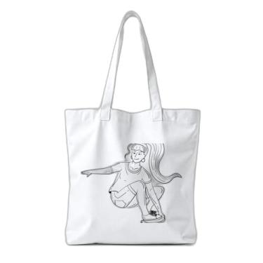 Imagem de Kit 10 Sacola Ecologica s Charmosas Reutilizáveis 38x41,5cm Estampa Garota Longboard Verão