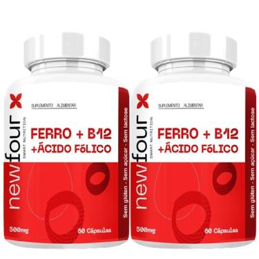 Imagem de 2x Ferro B12 Acido folico 500mg 60 caps NewFour-Unissex