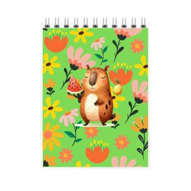 Imagem de Caderno Espiral com Ilustração de Urso com Frutas, Flores Coloridas, Design Infantil, Volta às Aulas 2026 (6, Verde)