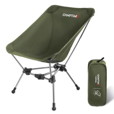 Imagem de Camptime Cadeiras de acampamento atualizadas Plus, cadeira dobrável leve com bolso lateral, cadeira de mochila compacta e portátil para acampamento, caminhada, praia, capacidade de 150 kg, verde