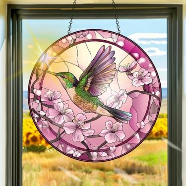 Imagem de Apanhador solar de acrílico colorido, decoração de janela pendurada para beija-flor, arte de parede de arco-íris, para sala de estar, quarto, varanda, decoração de jardim interno e externo 19 x 19 cm