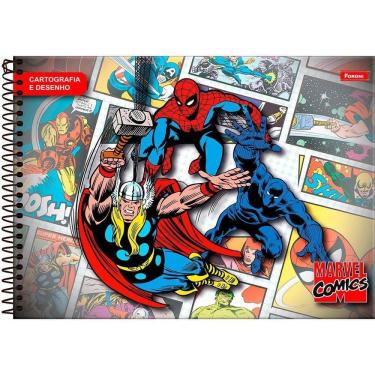 Imagem de Caderno Cartografia Foroni Capa Dura Marvel 80 Folhas - Embalagem com 5 Unidades