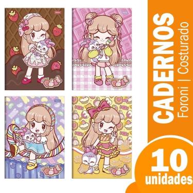 Imagem de Caderno Costurado 1/4 Capa Dura Foroni Doll 10X80fls