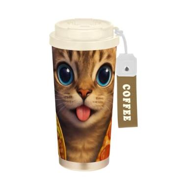 Imagem de TSENQUE Caneca de café de viagem 40 ml com canudo e tampa, caneca de café de aço inoxidável à prova de vazamento para escritório, escola, festa, acampamento, galáxia fofa e engraçada
