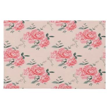 Imagem de Wassud Tapete de porta de flores retrô 61 x 89 cm, tapete de área lavável antiderrapante com suporte de borracha, tapete macio e macio para sala de estar, quarto, entrada, entrada