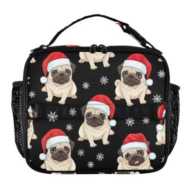 Imagem de Lancheira fofa de Natal preta para mulheres, meninas, lancheira com alça de ombro masculina e infantil, lancheira para trabalho, escola, animal, floral, bolsa térmica