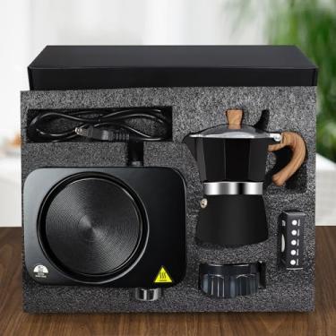 Imagem de DITOSH Conjunto de cafeteira Moka 4 em 1 com fogão elétrico, 3 xícaras, fogão de alumínio, cafeteira, cafeteira, mocha, clássica, italiana, com dispensador de pó, papel de filtro, portátil