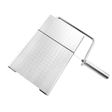 Imagem de Aqur2020 Placa de Corte de Queijo Com 5 Fios de Reposição, Cortador de Queijo de Aço Inoxidável Ajustável, Ferramenta de Cozinha Com Grade de Medição para Fatias Precisas de Manteiga (com escala)