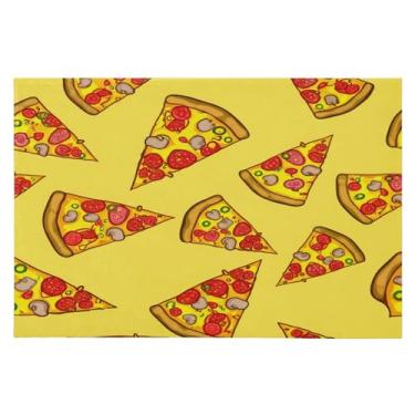 Imagem de Wassud Tapete de porta fatias de pizza 61 x 89 cm, tapete de área lavável antiderrapante com suporte de borracha, tapete macio e macio para sala de estar, quarto, entrada, entrada