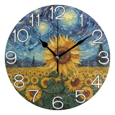 Imagem de GAIGEO Número do relógio branco com relógio de parede analógico decorativo Kedu relógio de sala de aula relógio de escritório estético silencioso sem tique-taque, decoração de parede de casa de