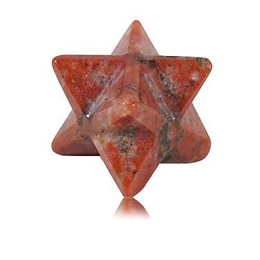 Imagem de Decoração de cristal 13 x 13 mm estrela rodonita estrela hexagonal quartzo natural pequeno bolso pedra decoração de mesa 1 peça vermelha