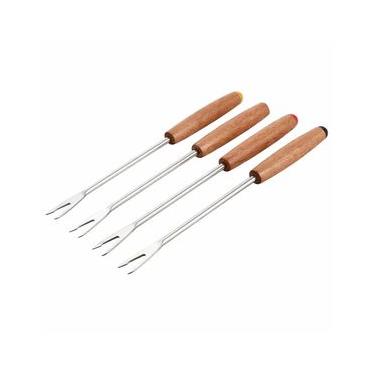 Imagem de CONUNTO 4 GARFOS STAUB PARA FONDUE 19CM EM AÇO INOX COM CABO EM MADEIRA COLORIDO 405114020