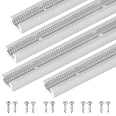 Imagem de Seekliny Pacote com 4 trilhos T de alumínio para marcenaria, 30,5 cm com parafusos para acessórios universais T-Tracks, prata