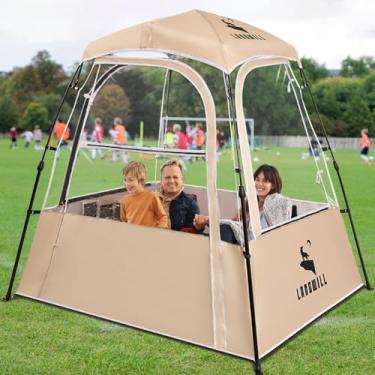 Imagem de LANGWILL Barraca esportiva para todos os climas, tenda de inverno transparente com bolhas pop-up de 540° para 1-2 pessoas, abrigo instantâneo para clima frio com mosca de chuva para futebol, softbol e