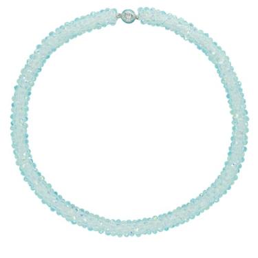 Imagem de Esbbela Colar com contas atadas à mão, conjunto de joias, gargantilha de cristal artificial para mulheres - fio de contas feito à mão, cristal facetado brilhante, Rondelle-43 cm, 30 cores, 17-18 inch