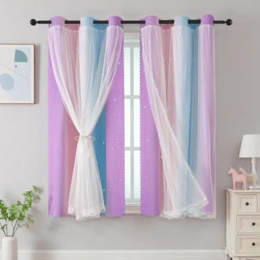 Imagem de Cortinas XiDi Rainbow 42x45in Blackout com estrelas transparentes