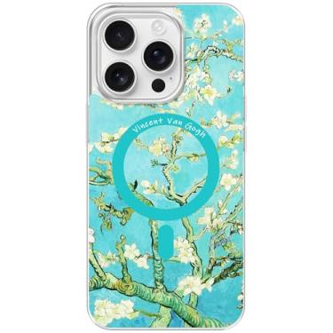 Imagem de Berkin Arts Capa transparente transparente compatível com iPhone 16 Pro Max [compatível com Magsafe], flor pós-impressionismo (flor de amendoeira por Van Gogh)