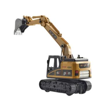 Imagem de Escavadeira de brinquedo em liga movida a inércia para meninos amarela