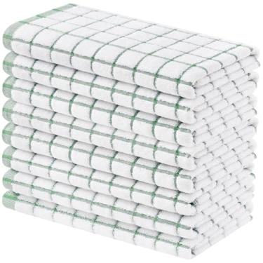 Imagem de Homaxy Toalhas de cozinha premium (40,6 cm x 71,1 cm, pacote com 8), panos de prato grandes de algodão fiado anel, toalhas de mão de cozinha macias super absorventes, conjunto de toalhas de chá de