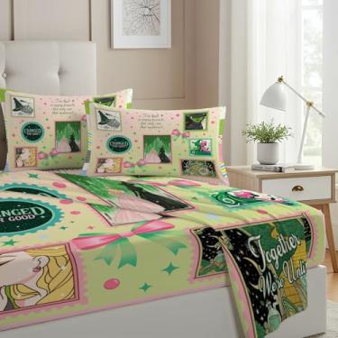 Imagem de Allenjoy Jogo de lençol com elástico, lençol de cima e 2 fronhas para adolescentes, meninas, fãs e mulheres, quarto de bebê, lavável à máquina, durável, tamanho casal