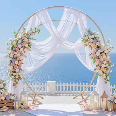 Imagem de Cortinas de teto brancas de 0,8 m x 5,8 m para casamento, 12 painéis, cortinas de tenda, cortinas de teto, pano de fundo, longas cortinas drapeadas de tecido de chiffon para decoração de festa de