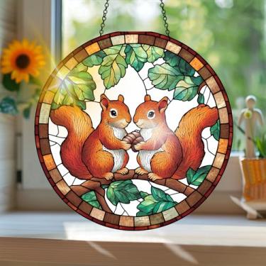 Imagem de Acrílico colorido, apanhador de sol estilo vitral estampado de animais com reflexos de arco-íris, arte de parede para decoração de janela suspensa, ornamentos de primavera para uso interno e externo