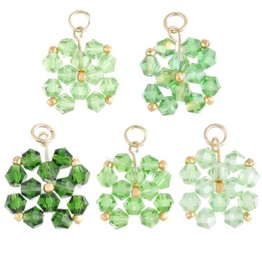 Imagem de Beebeecraft Berloque de trevo verde, 10 peças, 5 cores, banhado a ouro 18K, vidro de aço inoxidável, quatro folhas, pingentes de folhas da sorte de São Patrício para fazer joias, brincos, colares e
