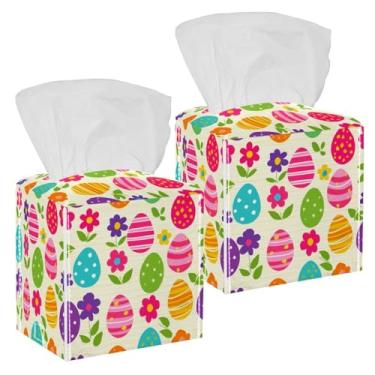 Imagem de Caixa de lenços de ovos de páscoa quadrada suporte de caixa de lenços de couro à prova d'água organizador de papel facial para banheiro, casa, carro, mesa de cabeceira