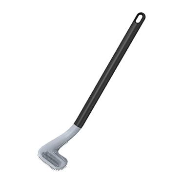 Imagem de Escova de Vasco Sanitário com Cabo Longo Montada na Parede Cerdas TPR Limpador Sem Perfuração Limpeza Banheiro Pontos Mortos Design Suspensão Fácil In