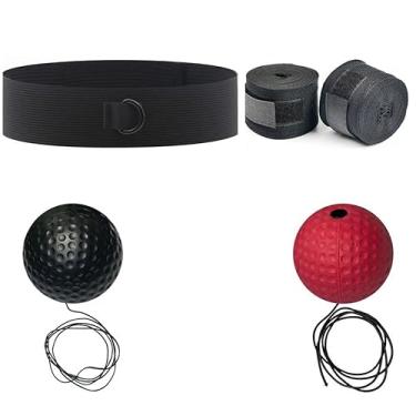 Imagem de Bola de velocidade de reação de boxe com faixa de cabeça - corda ajustável e acessórios de substituição - Reflexo de trem, coordenação olho-mão para crianças/adultos - Portátil para casa, academia