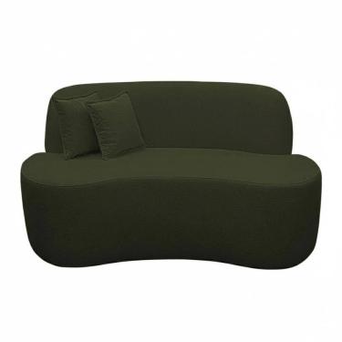 Imagem de Sofá Ondulado Orgânico Pequeno 2 Lugares Sala Bouclé Bouclé Verde Musgo