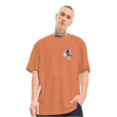 Imagem de Camiseta Oversized Unissex Anjo Bandido AK Quebrada, Terracota, G