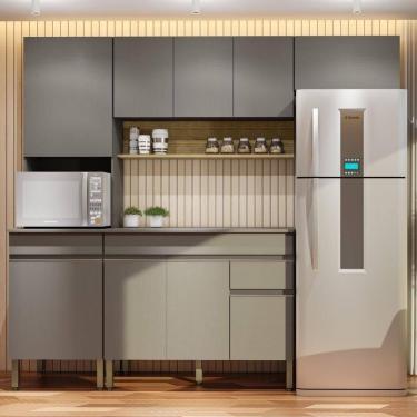 Imagem de Armário De Cozinha Completa 120 Com Balcão Com Tampo 9 Portas Madrid - Freijó-gris