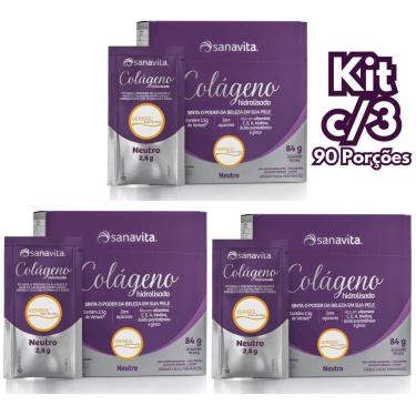 Imagem de Colágeno Hidrolisado Verisol Sanavita Kit 3x 90 Sachês Pele, Cabelos e Unhas-Unissex