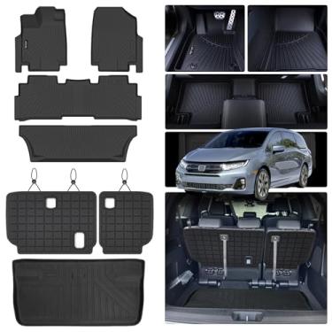 Imagem de AltraVos Tapetes de chão para Honda Odyssey 2018-2024 2025, forros de piso de 3 fileiras e tapete de porta-malas com tapete Baskrest para Odyssey 2025, acessório para tapetes de carro de proteção para